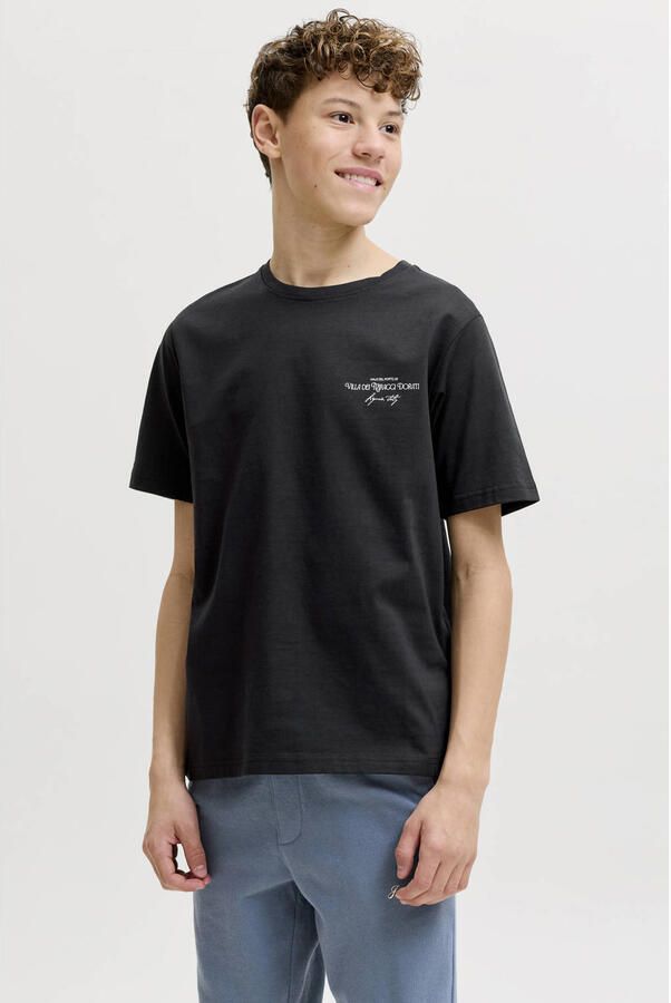 JACK & JONES JUNIOR T-shirt met backprint zwart