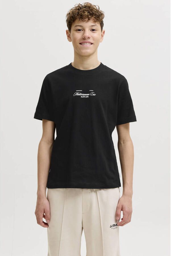 JACK & JONES JUNIOR T-shirt met backprint zwart
