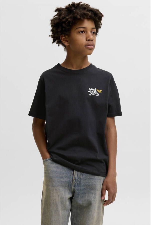 JACK & JONES JUNIOR T-shirt met backprint zwart