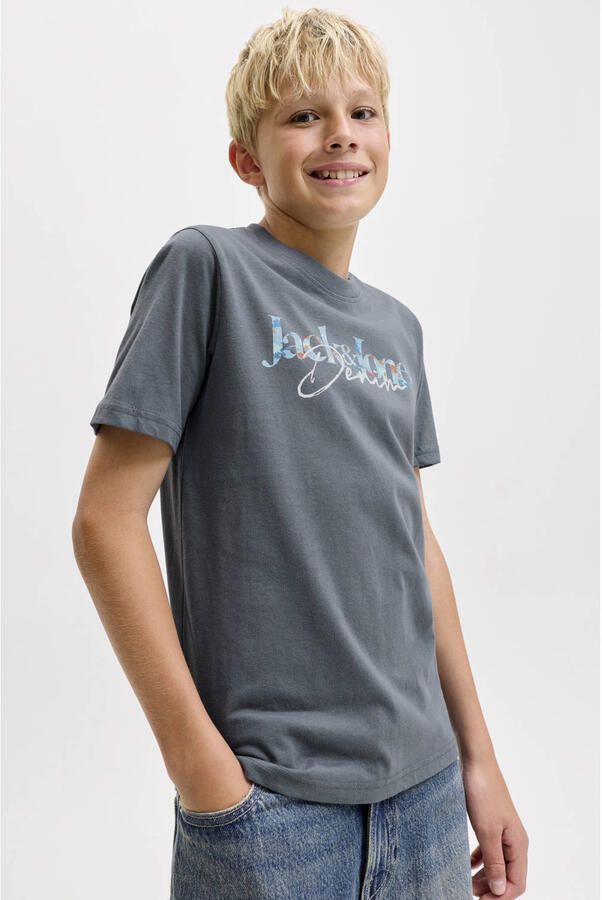 JACK & JONES JUNIOR T-shirt met logoprint grijs - Foto 3