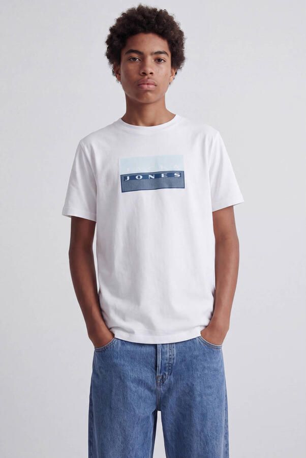JACK & JONES JUNIOR T-shirt wit Jongens Katoen Ronde hals Printopdruk