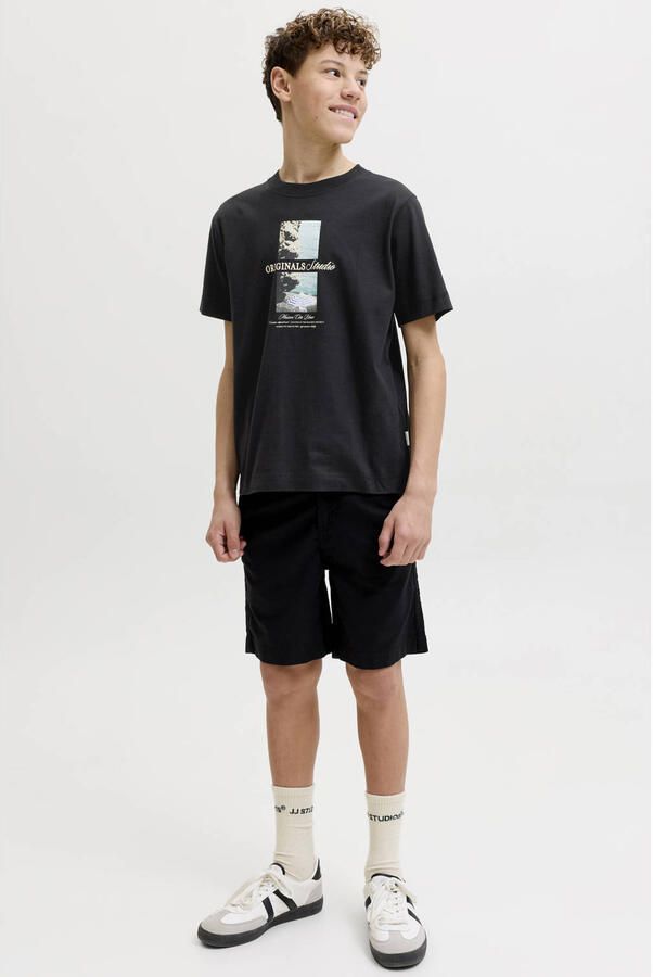 JACK & JONES JUNIOR T-shirt zwart Jongens Katoen Ronde hals Printopdruk - Foto 3