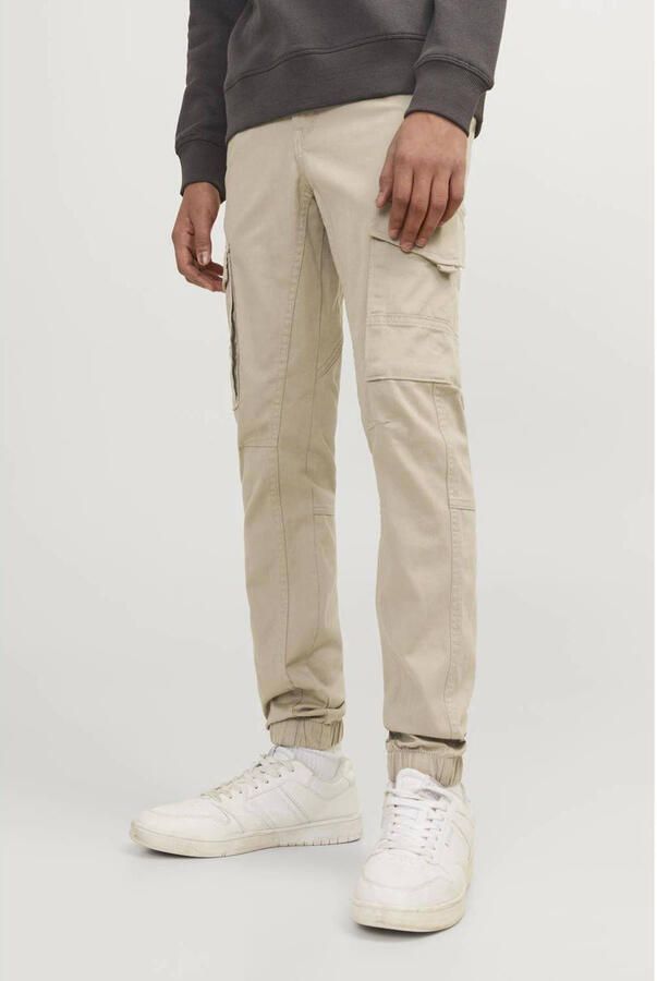Jack & jones JUNIOR tapered fit cargobroek JPSTPAUL beige- Jongens Stretchkatoen 152 - Foto 3