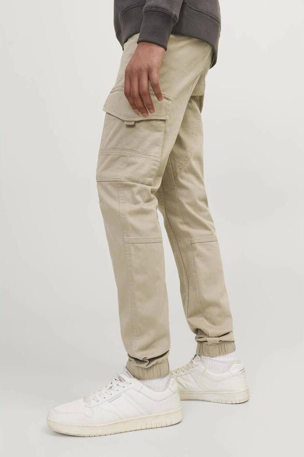 Jack & jones JUNIOR tapered fit cargobroek JPSTPAUL beige- Jongens Stretchkatoen 128 - Foto 4