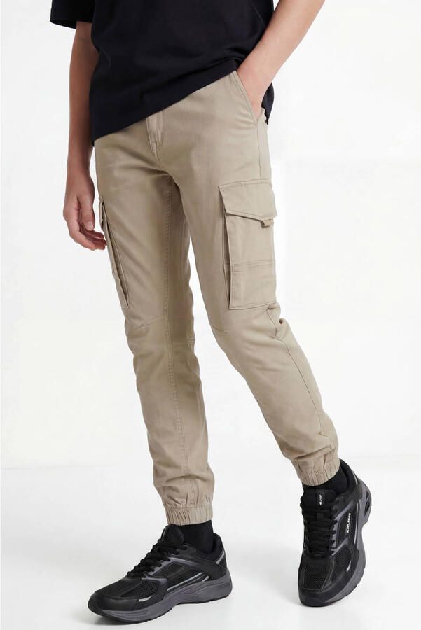 Jack & jones JUNIOR tapered fit cargobroek JPSTPAUL beige- Jongens Stretchkatoen 128 - Foto 3