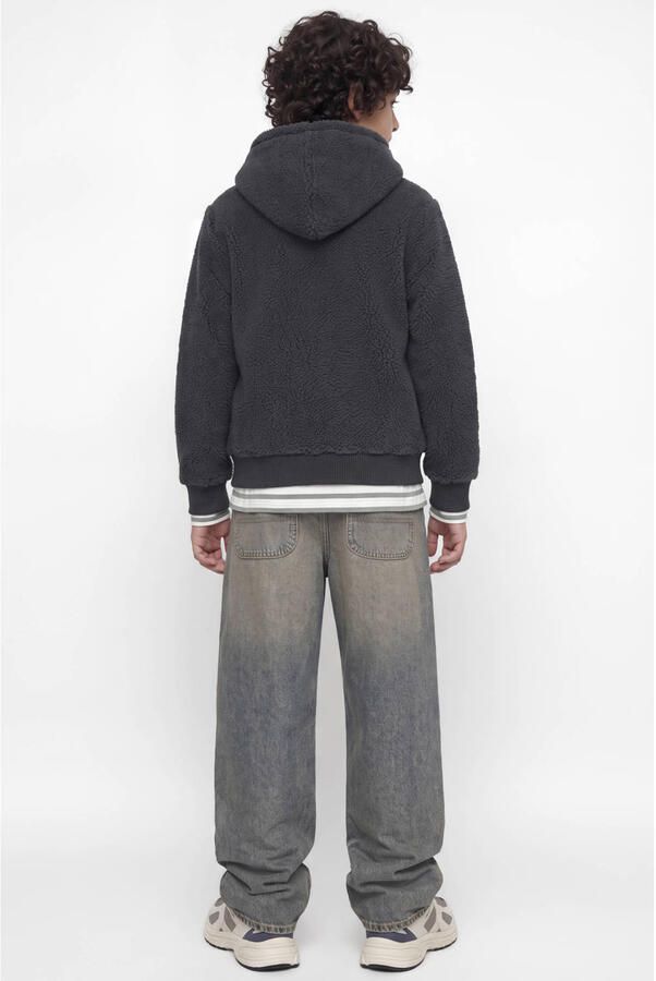 JACK & JONES JUNIOR teddy sweater met tekst antraciet - Foto 3