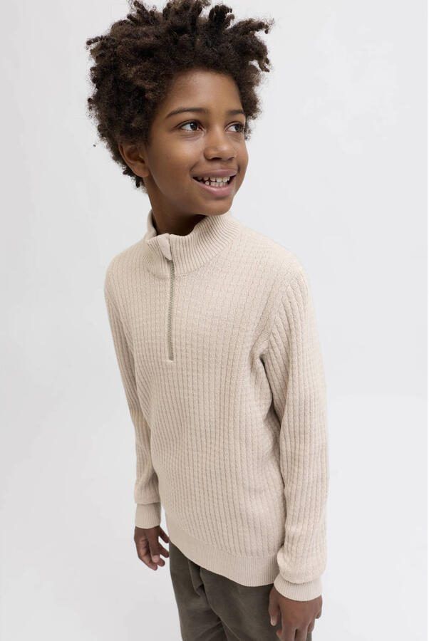 JACK & JONES JUNIOR trui beige met kabels