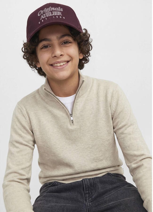 JACK & JONES JUNIOR trui ecru fijn gebreid Jongens Katoen Opstaande kraag - Foto 2