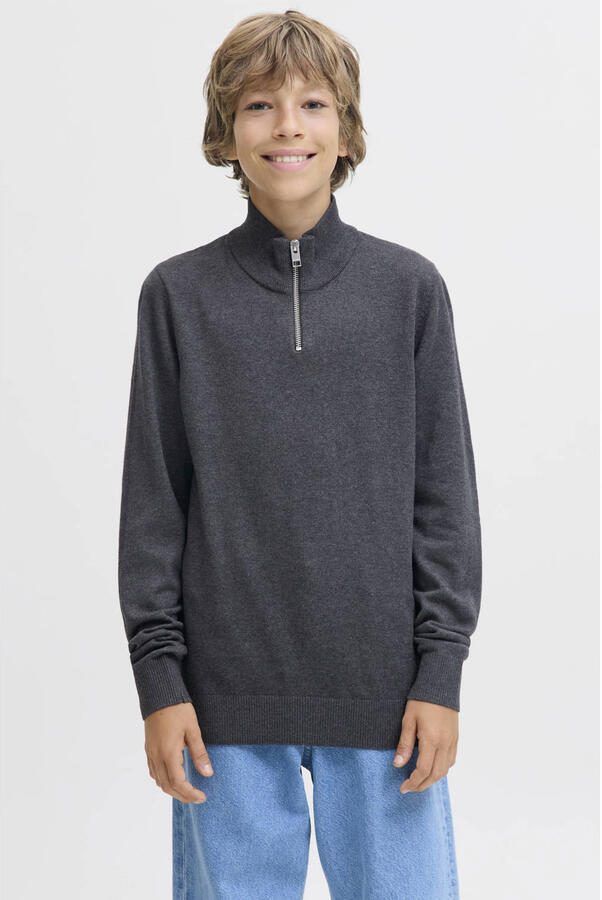 JACK & JONES JUNIOR trui grijs melange fijn gebreid