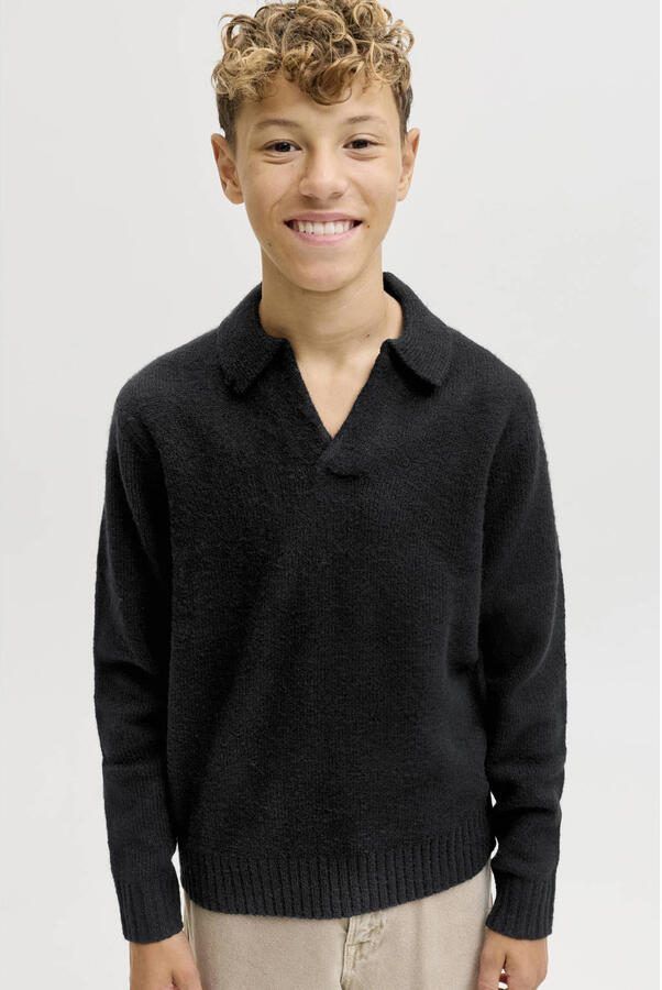 JACK & JONES JUNIOR trui zwart fijn gebreid