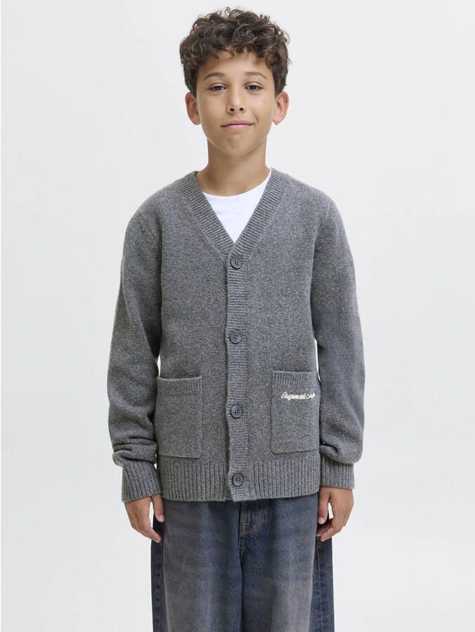 JACK & JONES JUNIOR vest grijs melange fijn gebreid