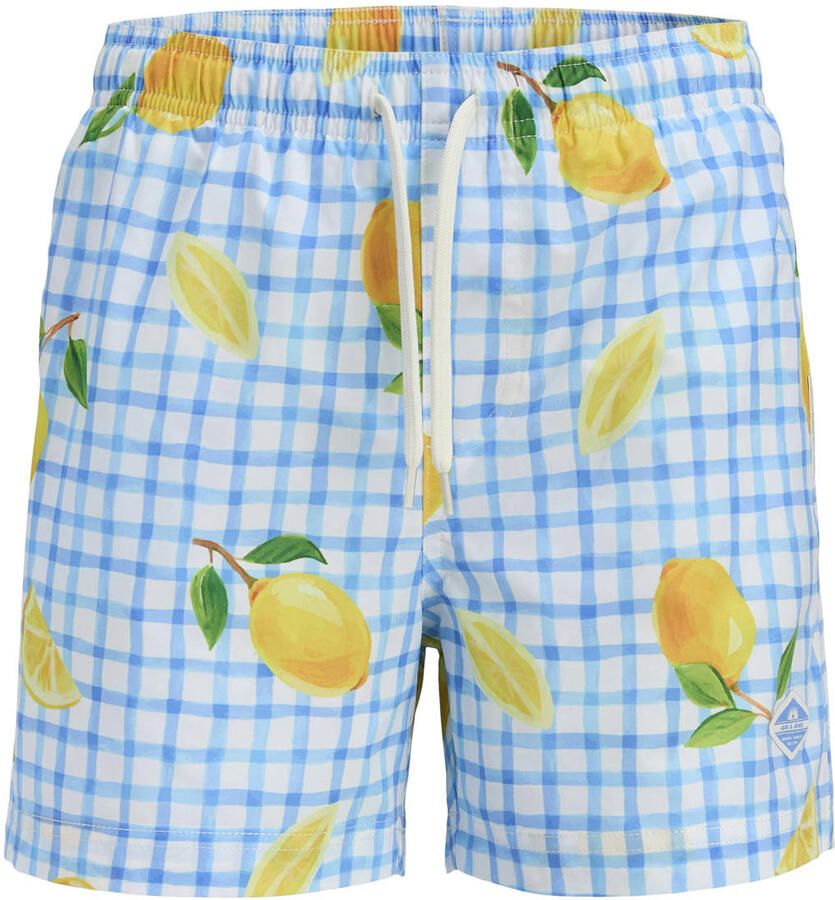 JACK & JONES JUNIOR zwemshort lichtblauw geel wit