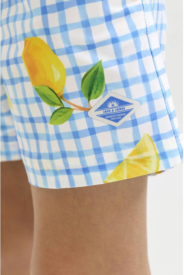 JACK & JONES JUNIOR zwemshort lichtblauw geel wit - Foto 2