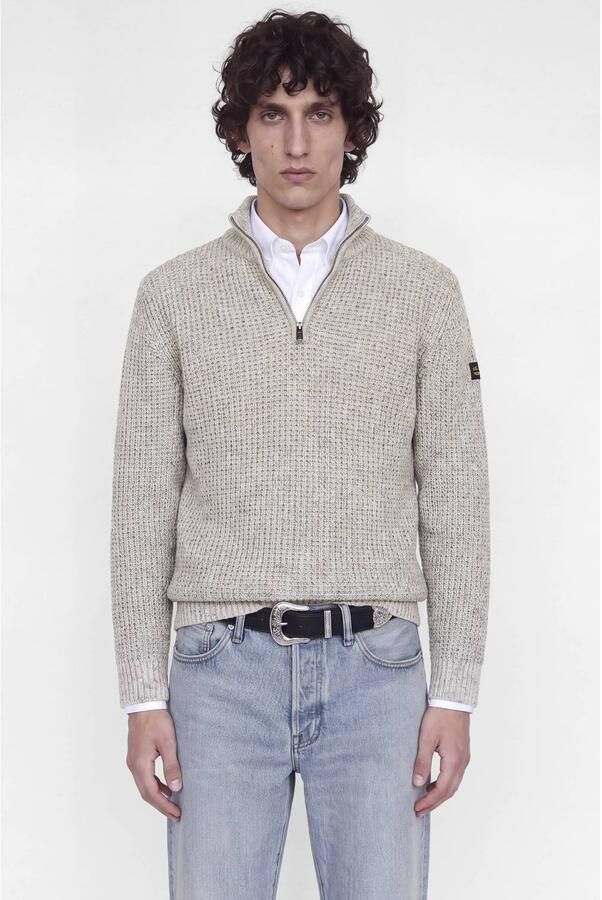 JACK & JONES katoenen regular fit gebreide gemêleerde trui beige