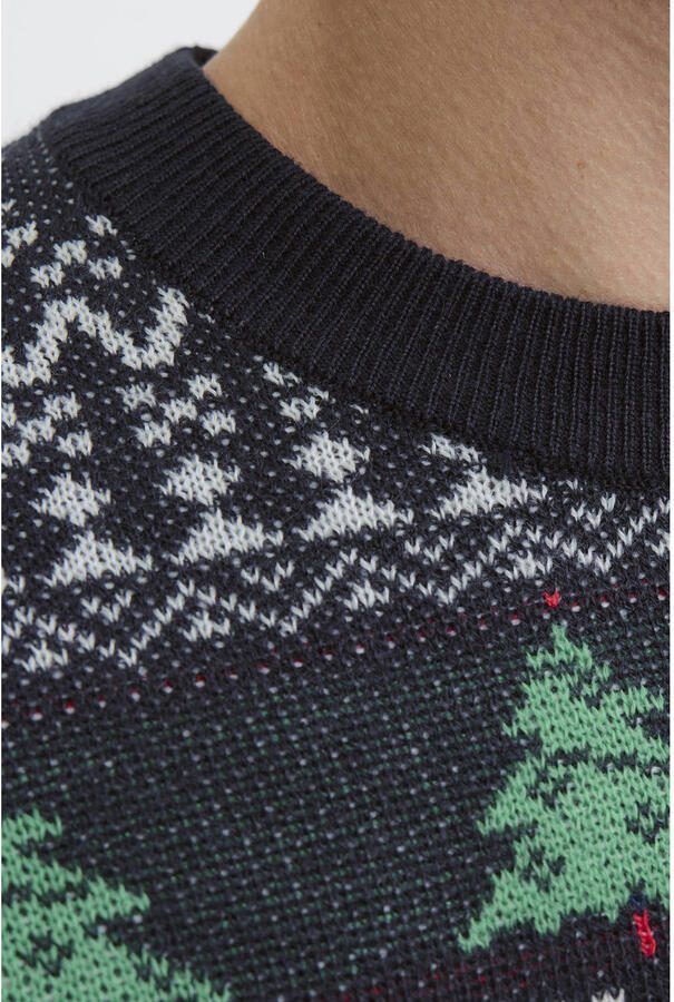 JACK & JONES kersttrui gebreid donkerblauw - Foto 3