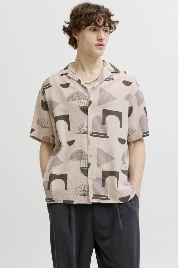 JACK & JONES loose casual overhemd beige