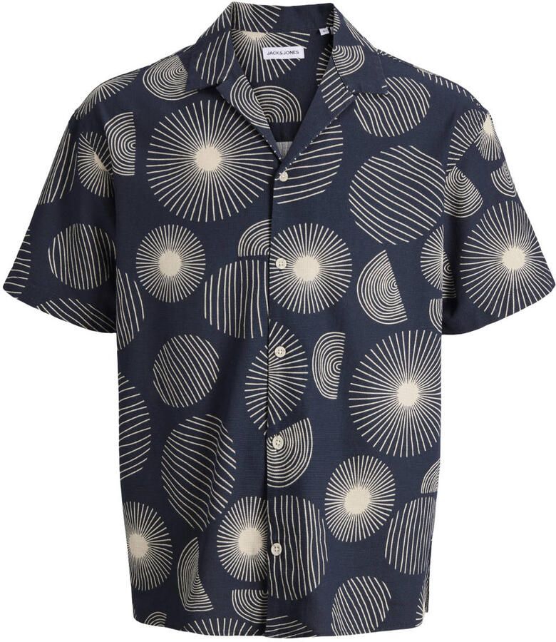 JACK & JONES loose casual overhemd donkerblauw