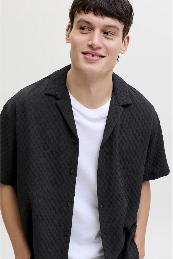 JACK & JONES loose casual overhemd met textuur zwart - Foto 2