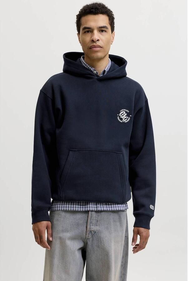 JACK & JONES ORIGINALS oversized hoodie met backprint donkerblauw