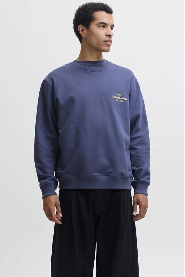 JACK & JONES ORIGINALS oversized sweater met backprint blauw
