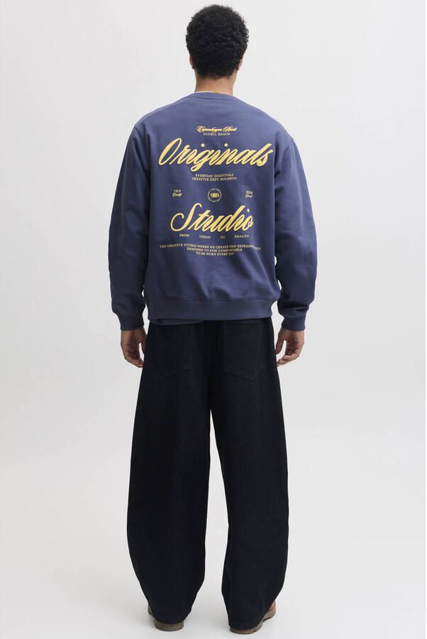 JACK & JONES ORIGINALS oversized sweater met backprint blauw - Foto 2