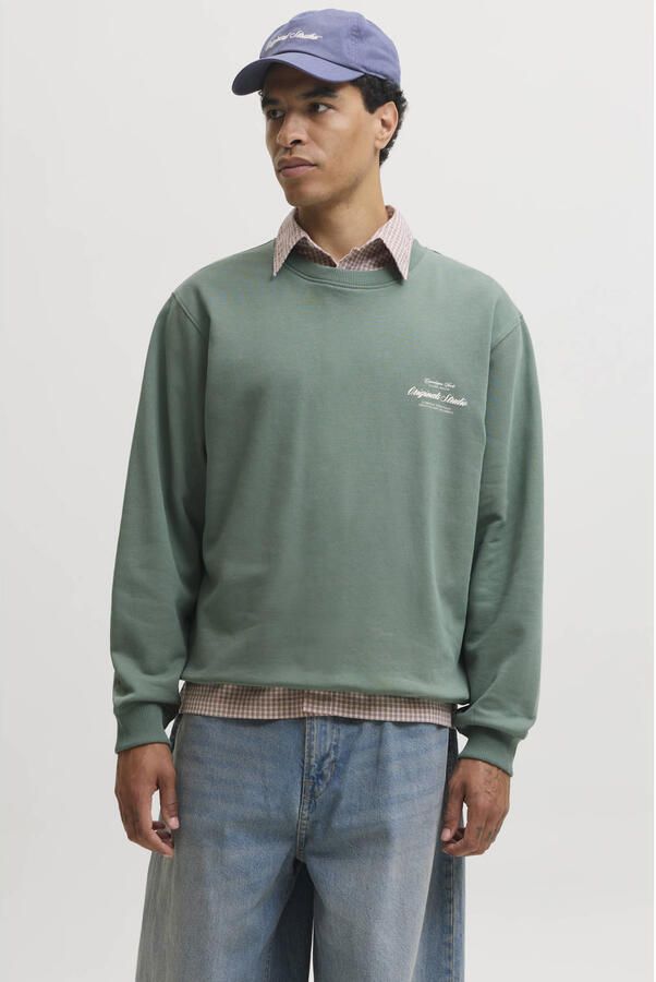 JACK & JONES ORIGINALS oversized sweater met backprint groen
