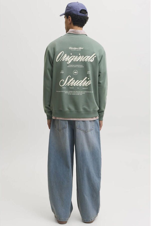 JACK & JONES ORIGINALS oversized sweater met backprint groen - Foto 2