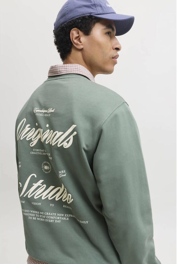 JACK & JONES ORIGINALS oversized sweater met backprint groen - Foto 3