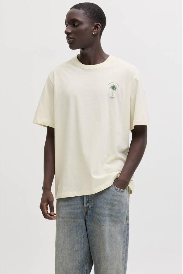JACK & JONES ORIGINALS oversized T-shirt met backprint ecru