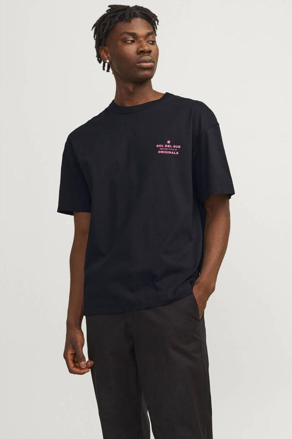 JACK & JONES ORIGINALS T-shirt JORMYKONOS met backprint zwart