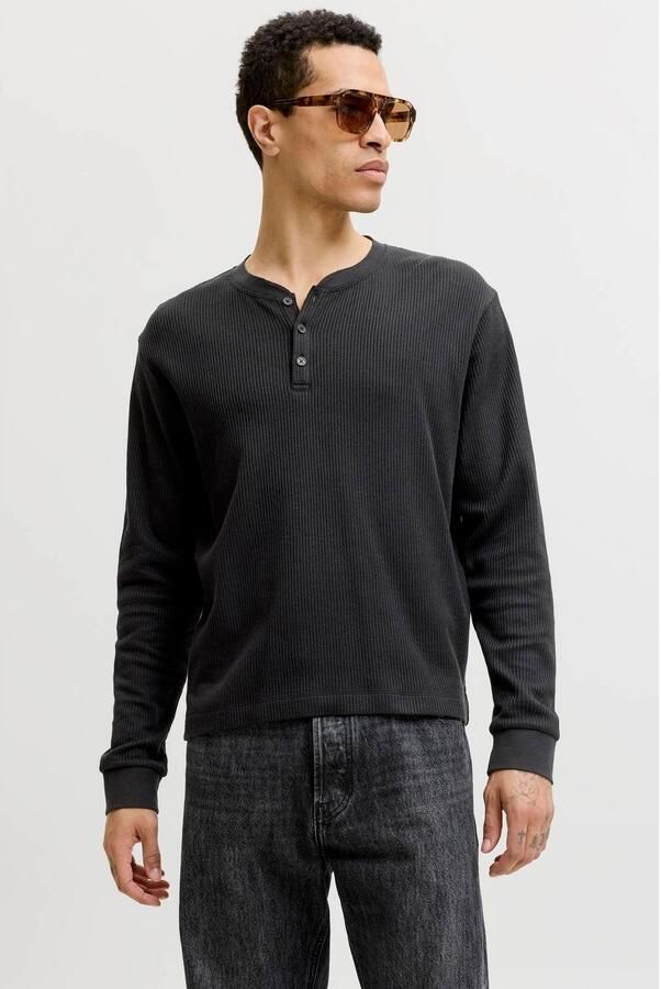 JACK & JONES ORIGINALS regular fit longsleeve zwart