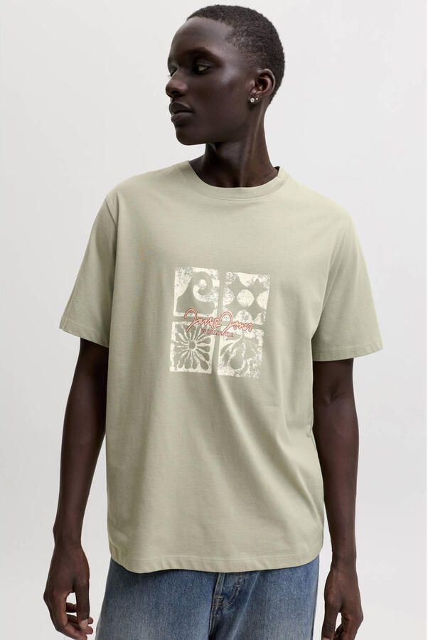 JACK & JONES ORIGINALS regular fit T-shirt met print groen - Foto 3