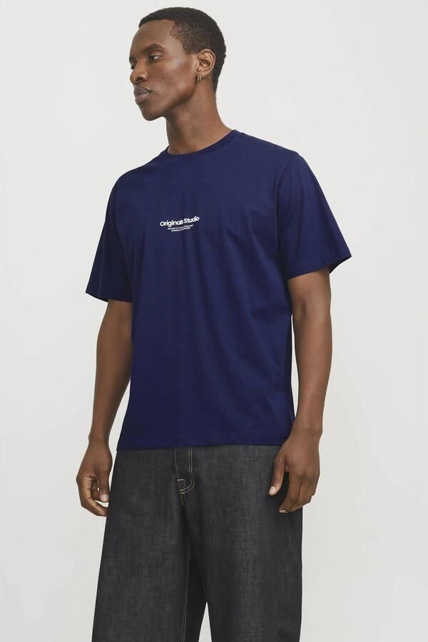 JACK & JONES ORIGINALS regular T-shirt JORVESTERBRO met printopdruk donkerblauw