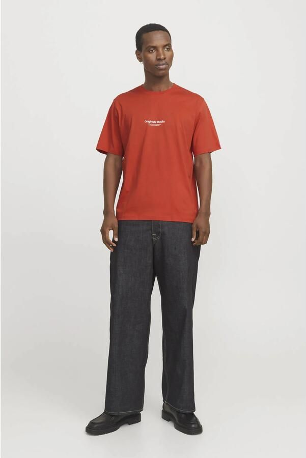 JACK & JONES ORIGINALS regular T-shirt JORVESTERBRO met printopdruk rood