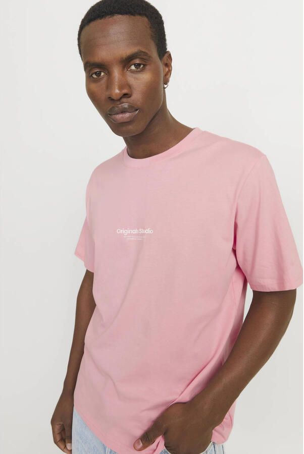JACK & JONES ORIGINALS regular T-shirt JORVESTERBRO met printopdruk roze - Foto 2