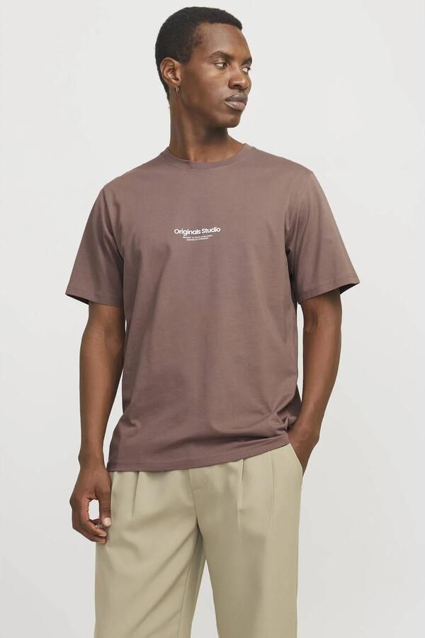 JACK & JONES ORIGINALS regular T-shirt JORVESTERBRO met printopdruk taupe - Foto 3