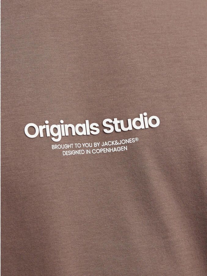 JACK & JONES ORIGINALS regular T-shirt JORVESTERBRO met printopdruk taupe