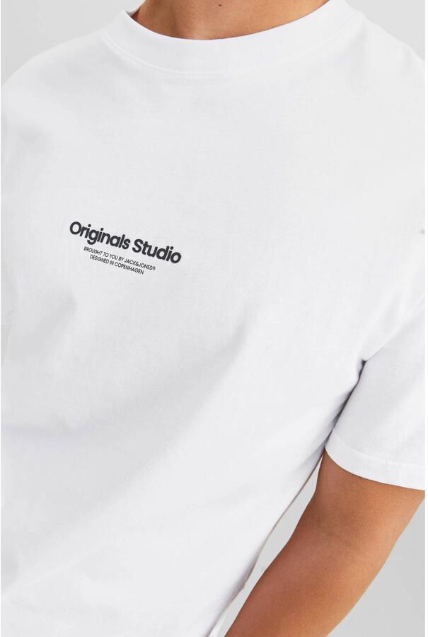 JACK & JONES ORIGINALS oversized T-shirt JORVESTERBRO met printopdruk wit