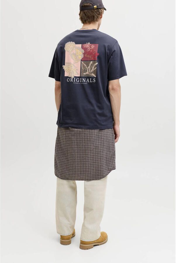 JACK & JONES ORIGINALS regular T-shirt met backprint donkerblauw - Foto 2