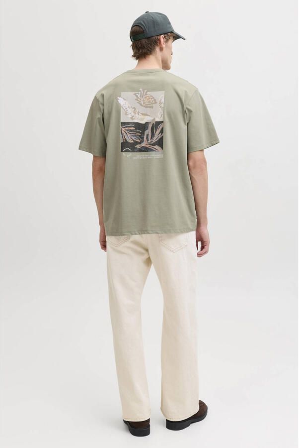 JACK & JONES ORIGINALS regular T-shirt met backprint grijsgroen - Foto 3