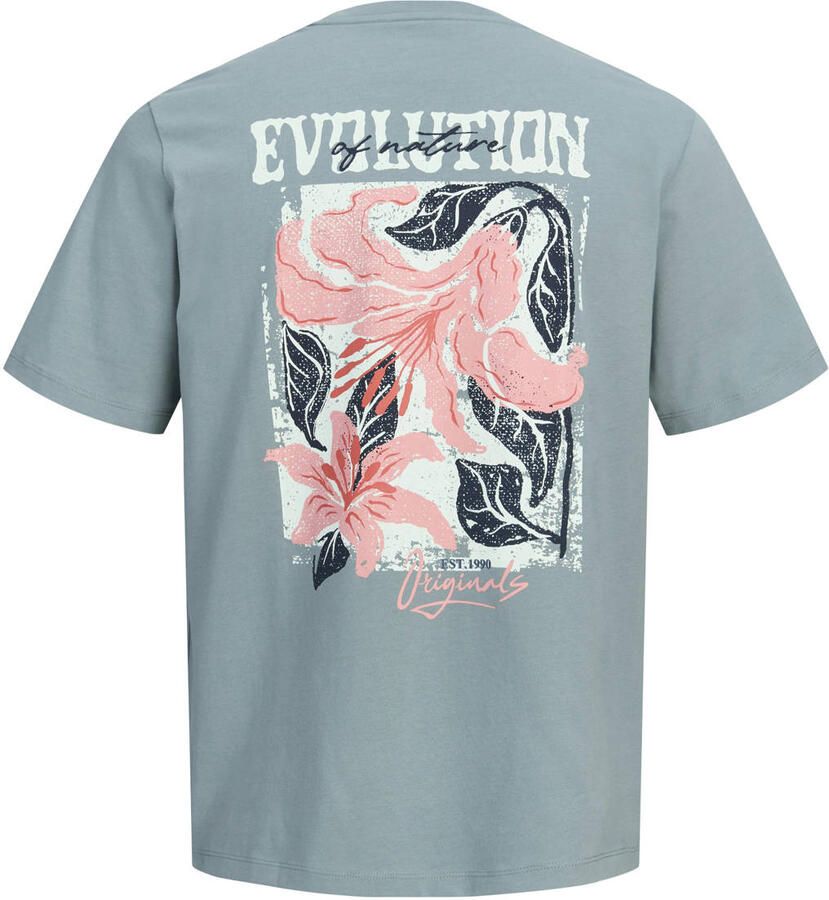 JACK & JONES ORIGINALS regular T-shirt met backprint grijsgroen - Foto 2