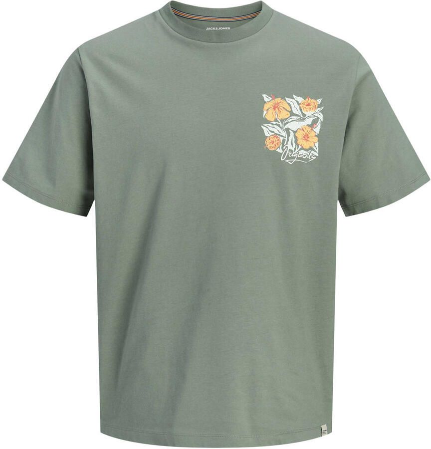 JACK & JONES ORIGINALS regular T-shirt met backprint groen