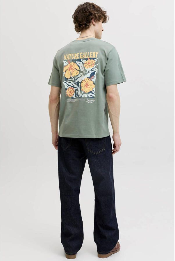 JACK & JONES ORIGINALS regular T-shirt met backprint groen - Foto 3