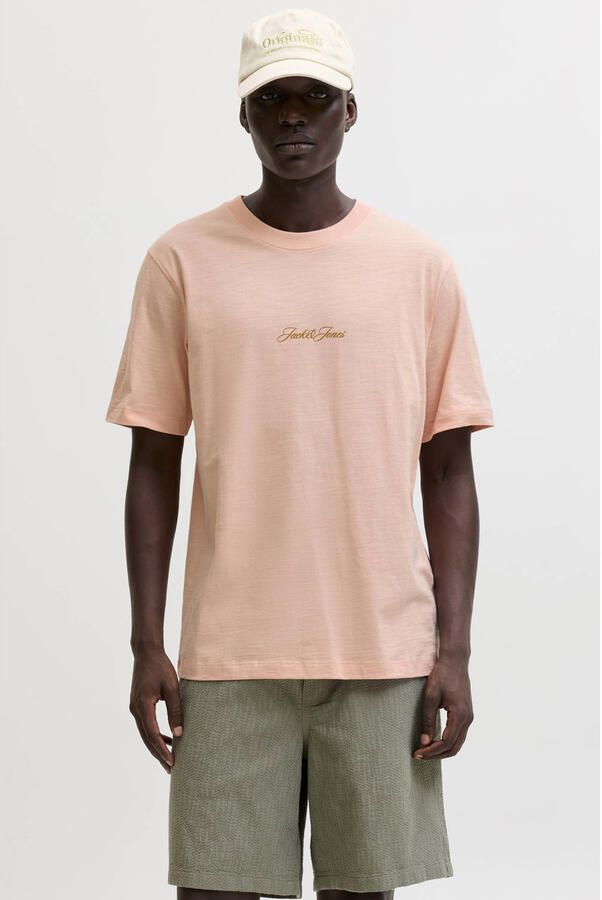 JACK & JONES ORIGINALS regular T-shirt met backprint lichtroze