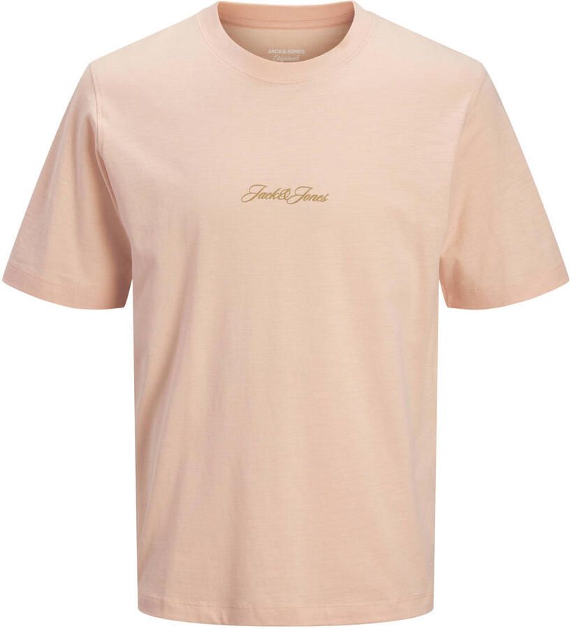 JACK & JONES ORIGINALS regular T-shirt met backprint lichtroze