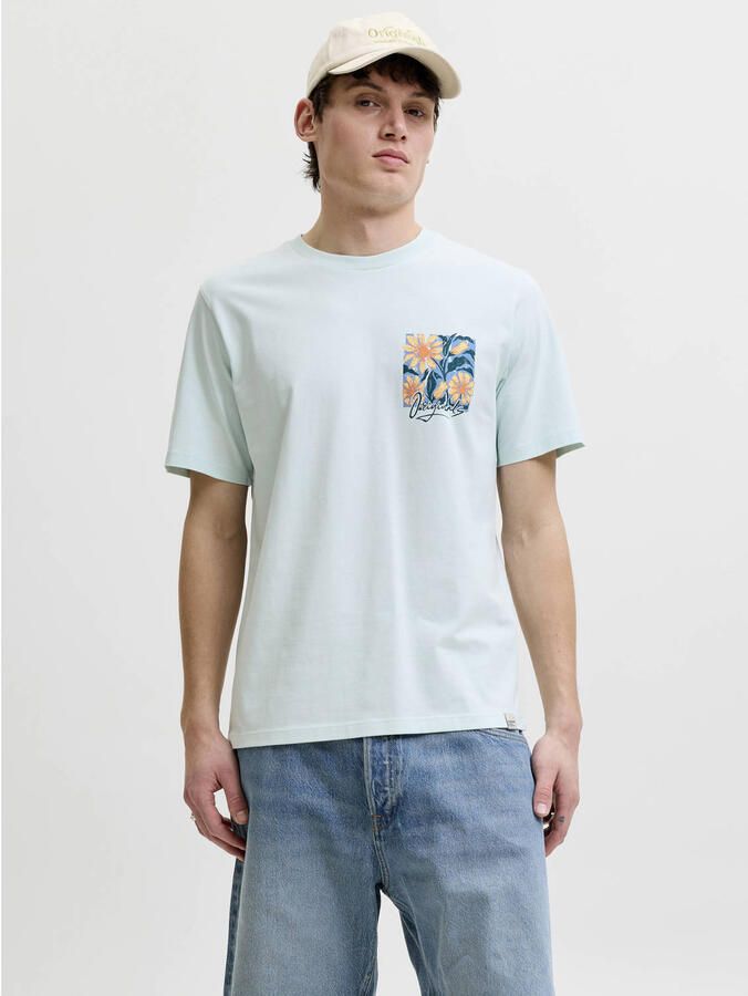 JACK & JONES ORIGINALS regular T-shirt met backprint mintgroen
