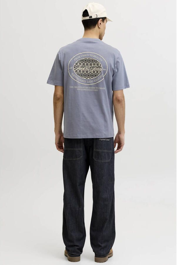 JACK & JONES ORIGINALS regular T-shirt met backprint paars - Foto 3