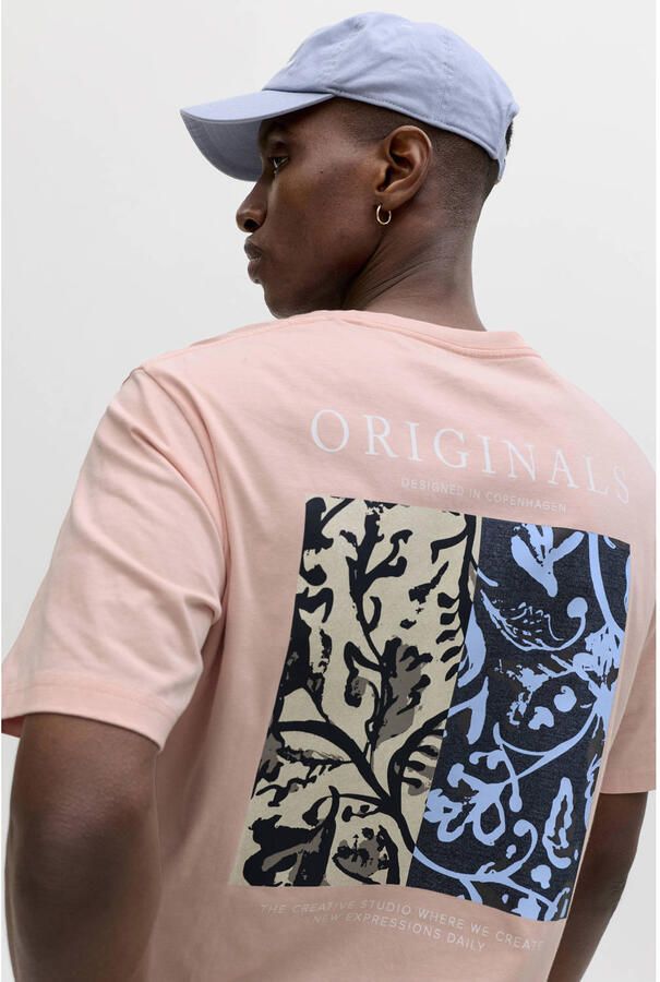 JACK & JONES ORIGINALS regular T-shirt met backprint roze - Foto 3