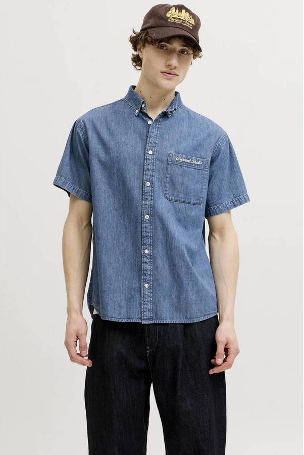 JACK & JONES ORIGINALS relaxed casual overhemd medium blue denim