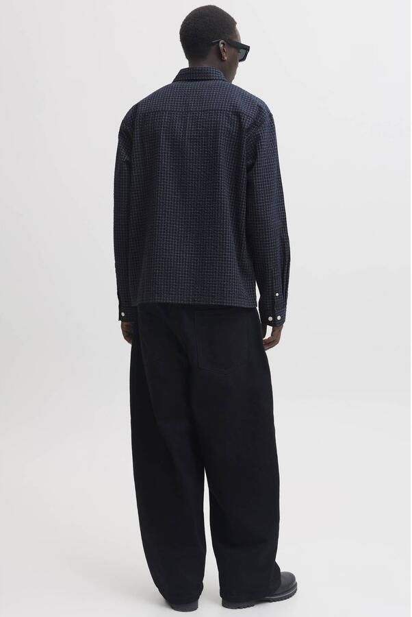 JACK & JONES ORIGINALS relaxed fit geruit overshirt met borduursels donkerblauw - Foto 3